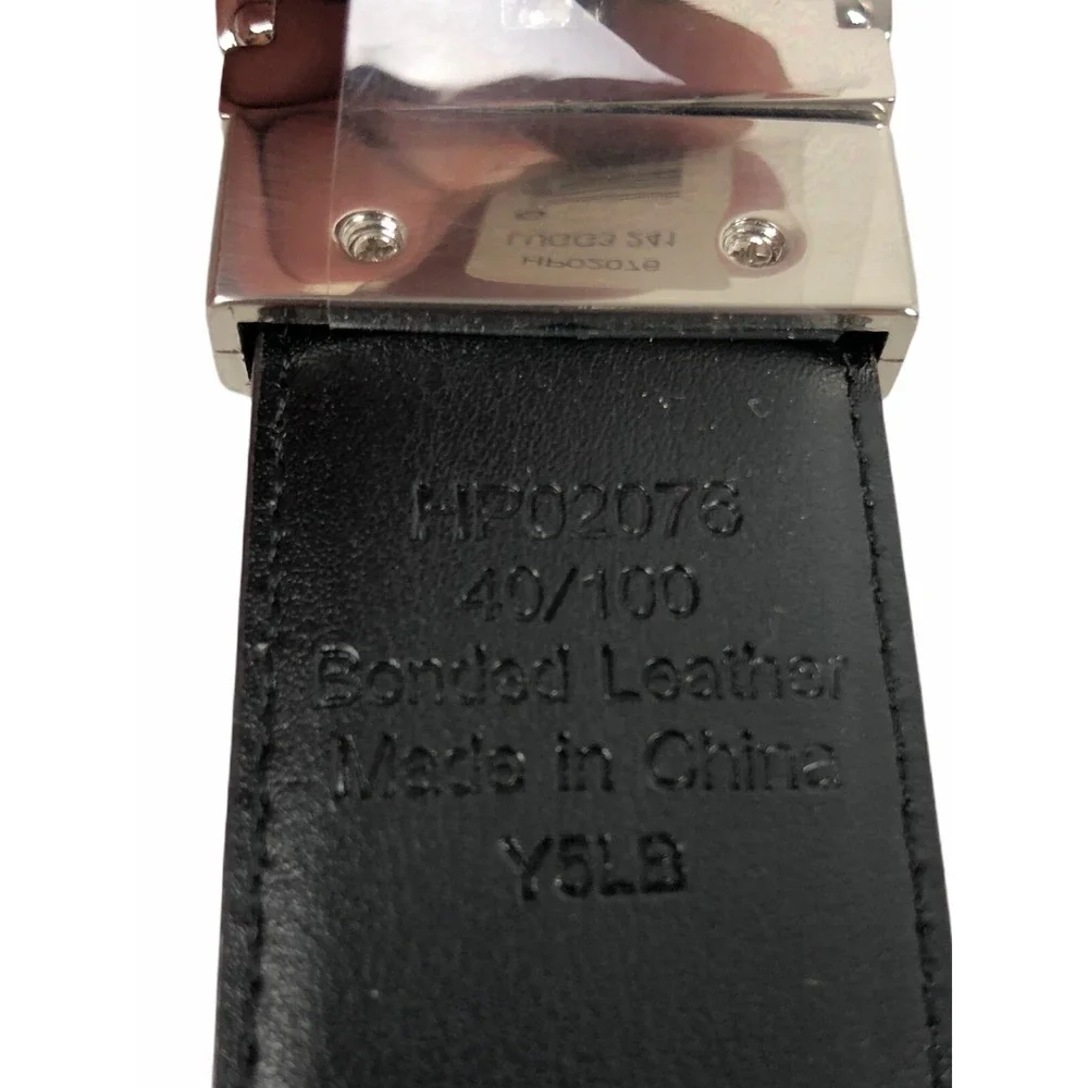 Perry Ellis Mens 40 Reversible Belt Black Brown Bonded Leather NWT $39.5